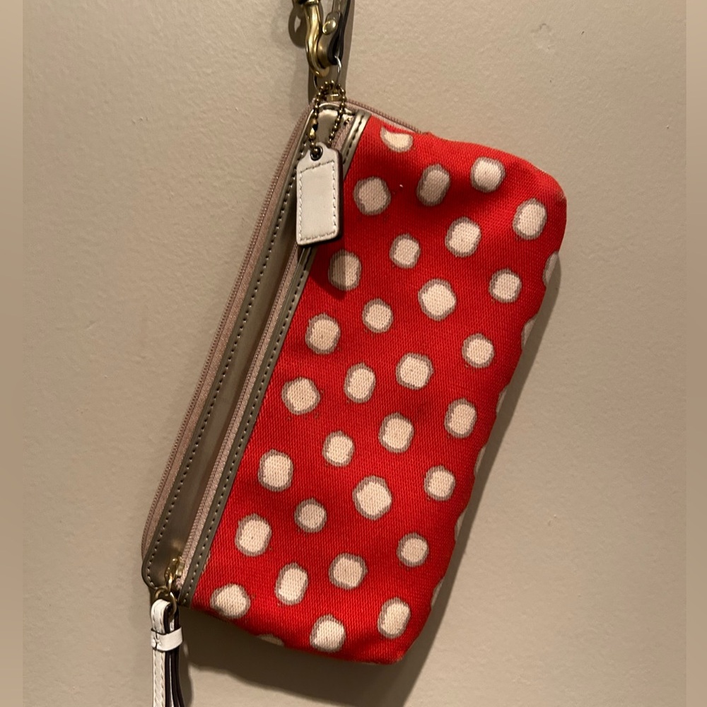 Authentic polka dot  Coach wristlet